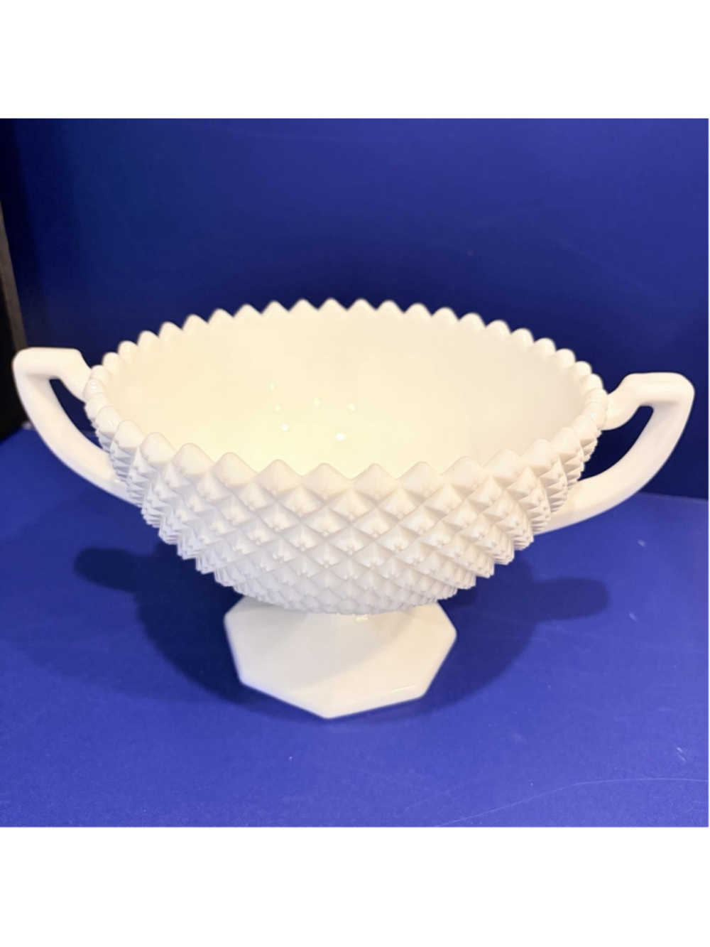 Vintage Westmoreland English Hobnail Milk Glass Trophy Compote Bowl 11in White